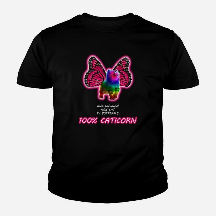 Caticorn Schmetterling Kinder Tshirt, Einzigartiges Einhorn Katze Design