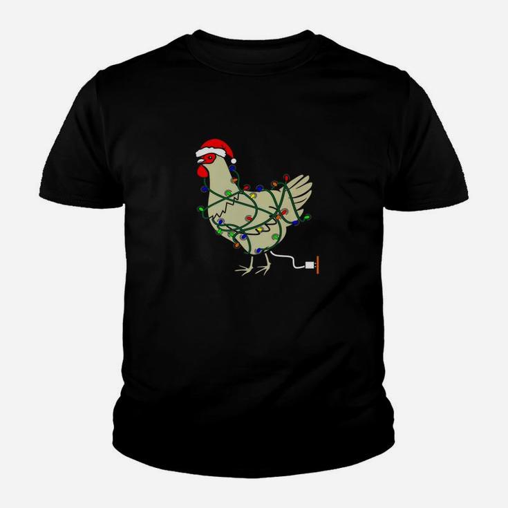 Chicken Christmas Light Lady Men Farmer Lover Tee Kid T-Shirt