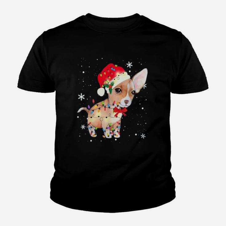 Chihuahua Dog Christmas Light Xmas Mom Dad Gifts Kid T-Shirt