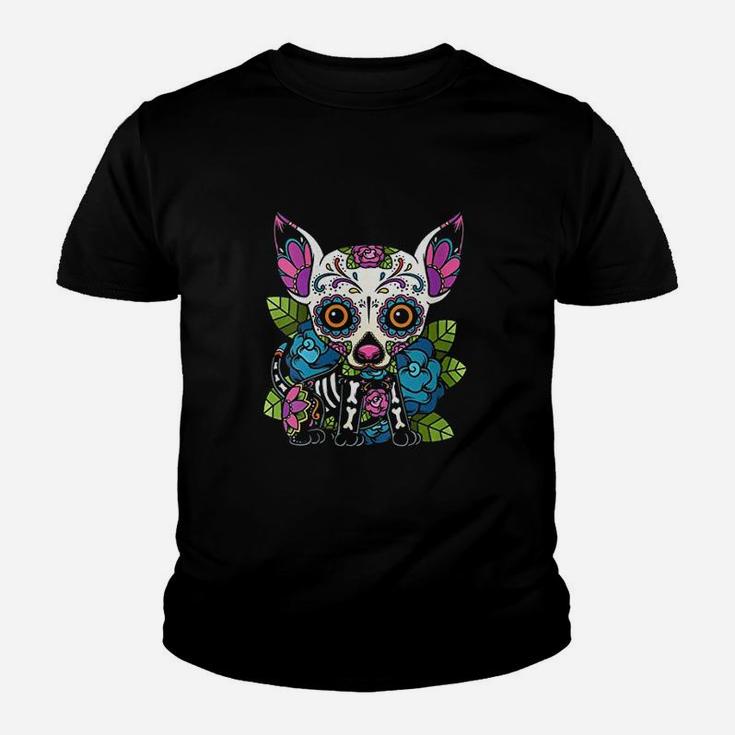 Chihuahua Skull Mexico Dog Calavera Dia De Los Muertos Kid T-Shirt