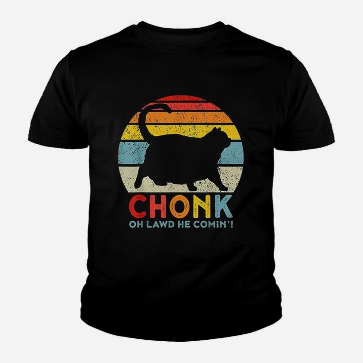 Chonk Cat Oh Lawd He Comin Cat Meme Funny Fat Cat Kid T-Shirt