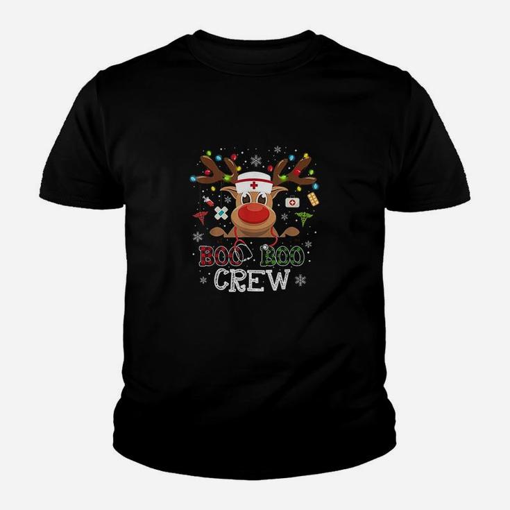 Christmas Boo Boo Crew Reindeer Nurse Buffalo Plaid Nurse Kid T-Shirt