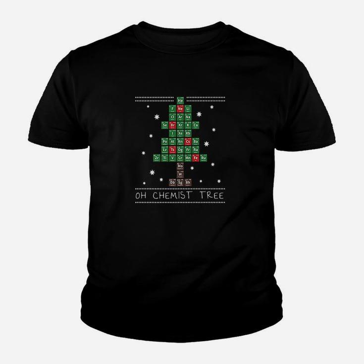 Christmas Chemistry Science Periodic Table Chemist Tree Kid T-Shirt