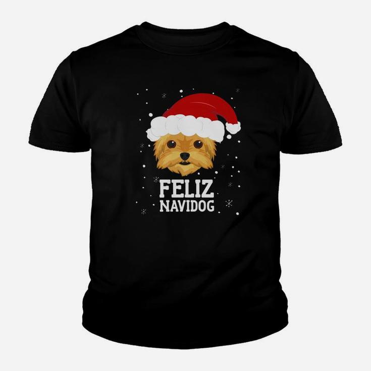 Christmas Dog Feliz Navidog Yorkshire Terrier Yorkie Shirt Kid T-Shirt