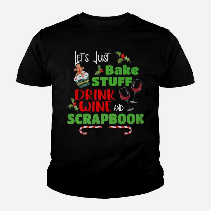 Christmas Scrapbooking Wine Baking Holiday Pajamas Kid T-Shirt