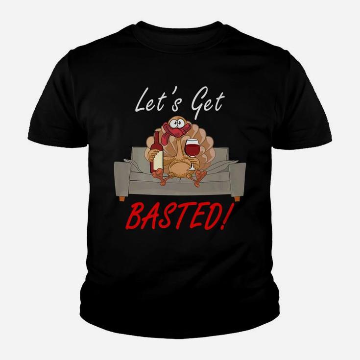 Christmas Wine Drinking Funny Lets Get Basted Kid T-Shirt