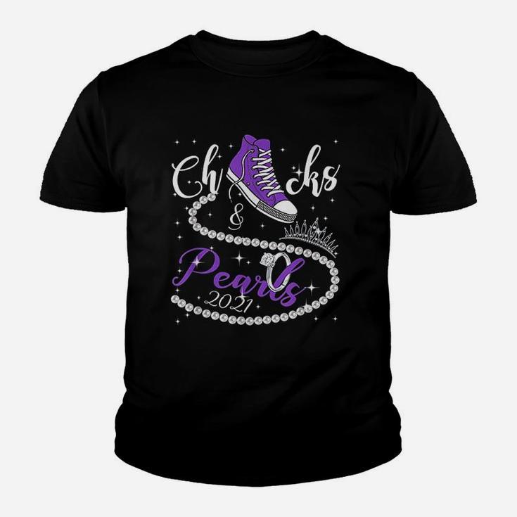 Chucks And Pearls 2021 Hbcu Black Girl Magic Purple Gift Kid T-Shirt