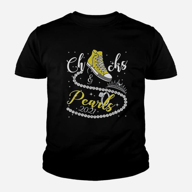 Chucks And Pearls 2021 Hbcu Black Girl Magic Yellow Gift Kid T-Shirt