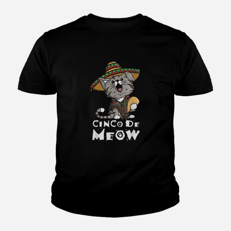 Cinco De Meow With Smiling Cat Taco And Sombrero Kid T-Shirt
