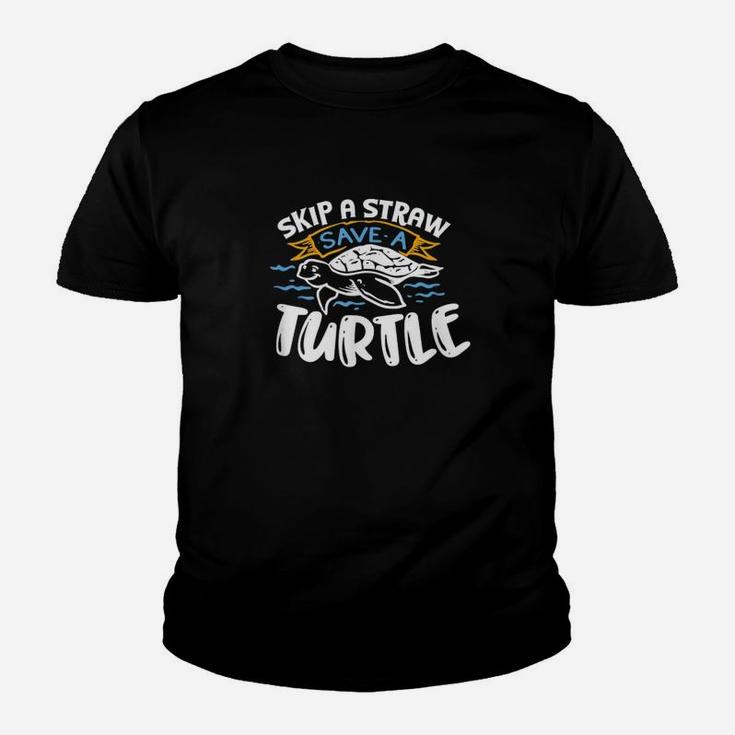 Climate Change Skip A Straw Save A Turtle Kid T-Shirt