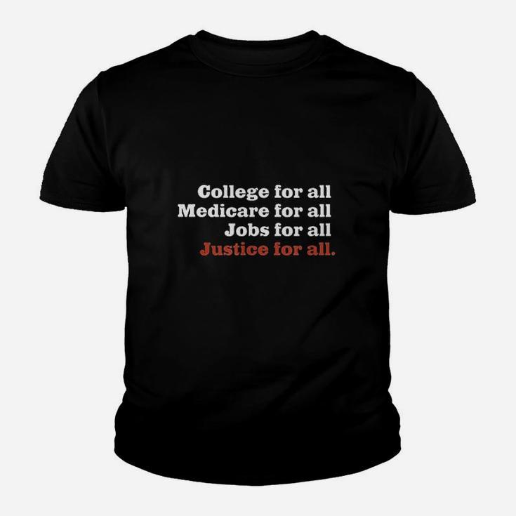 College Medicare Jobs Justice For All Novelty Kid T-Shirt