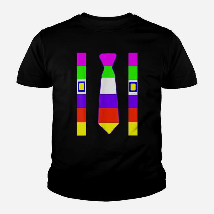 Colorful Tie Suspenders 80s Party Halloween Party Kid T-Shirt