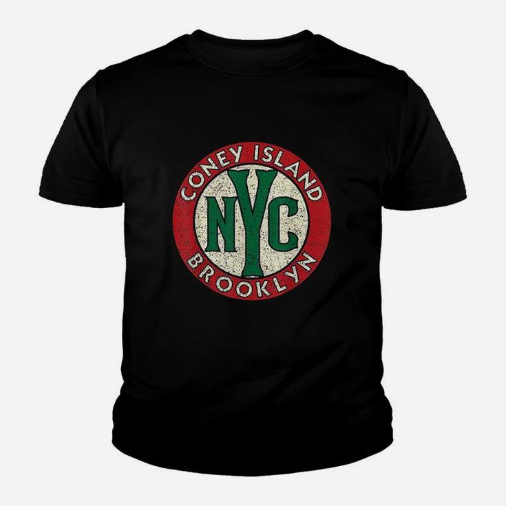 Coney Island Brooklyn Nyc Vintage Road Sign Distressed Print Kid T-Shirt