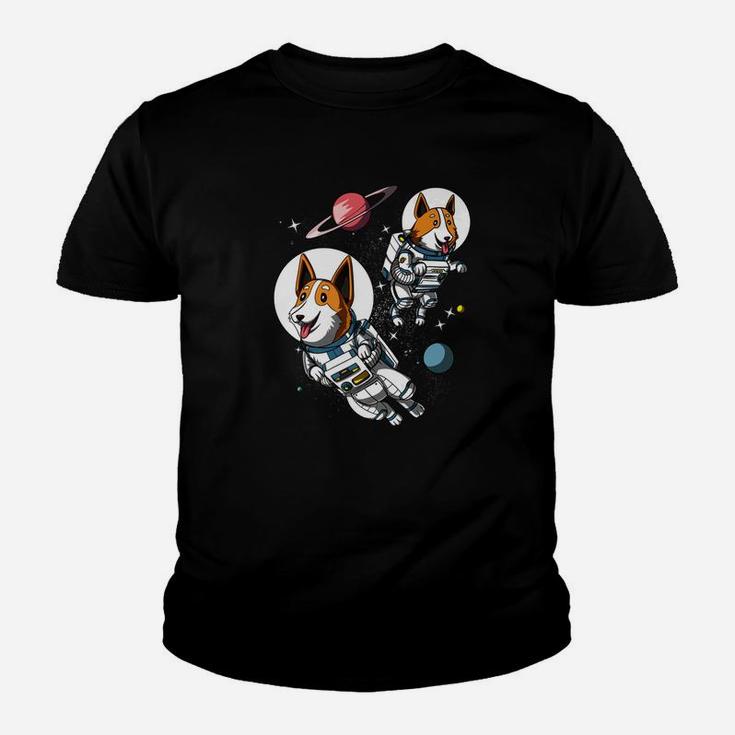 Corgi Dogs Space Astronauts Cute Womens Girls Kid T-Shirt