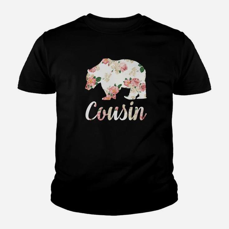 Cousin Bear Floral Family Christmas Matching Gift Kid T-Shirt