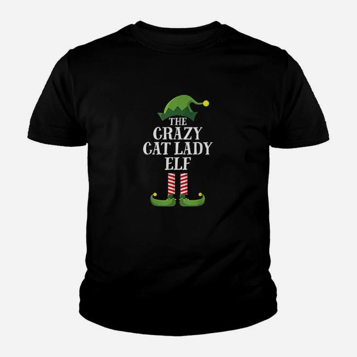 Crazy Cat Lady Elf Matching Family Group Christmas Party Kid T-Shirt