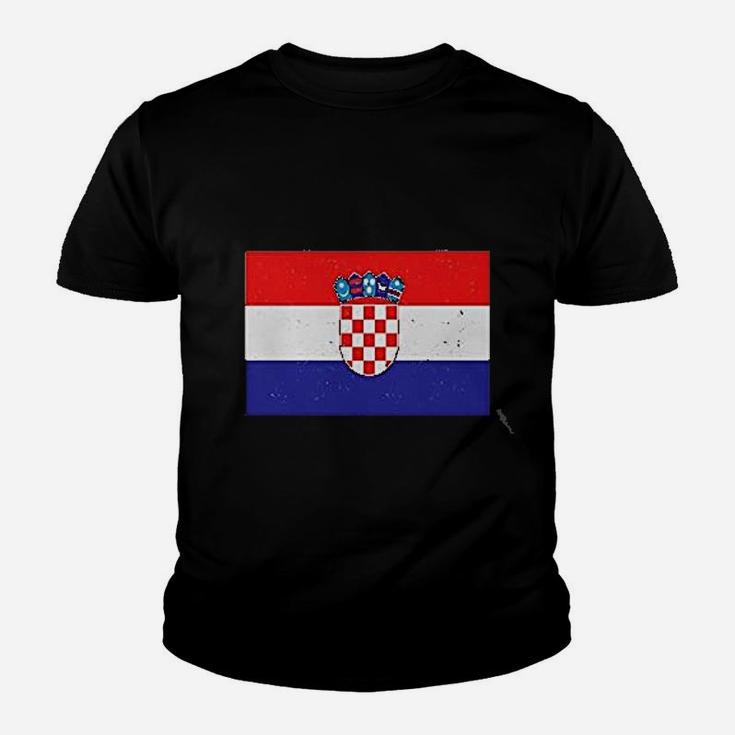 Croatia Flag Vintage Style Retro Croatian Women Football Jersey Kid T-Shirt