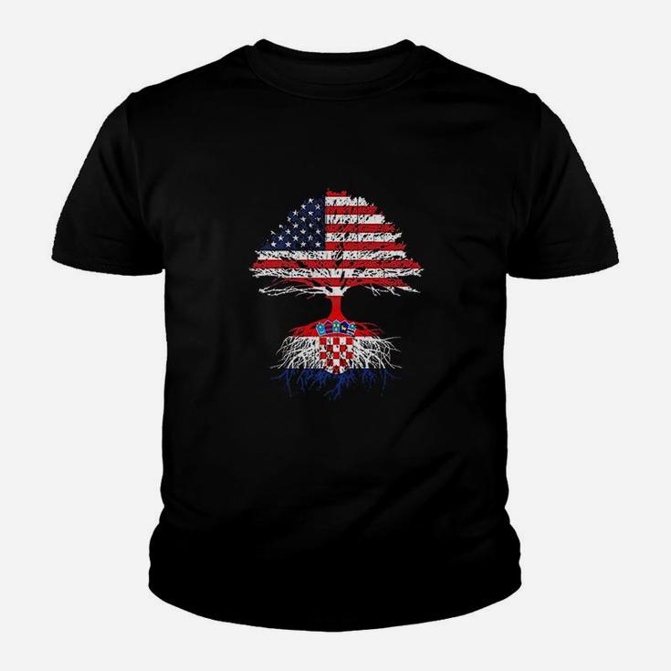 Croatian Roots American Grown Croatia Flag Present Kid T-Shirt