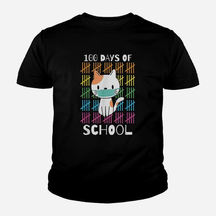 Cute 100 Days Of School Cat Virtual Teacher Kid T-Shirt