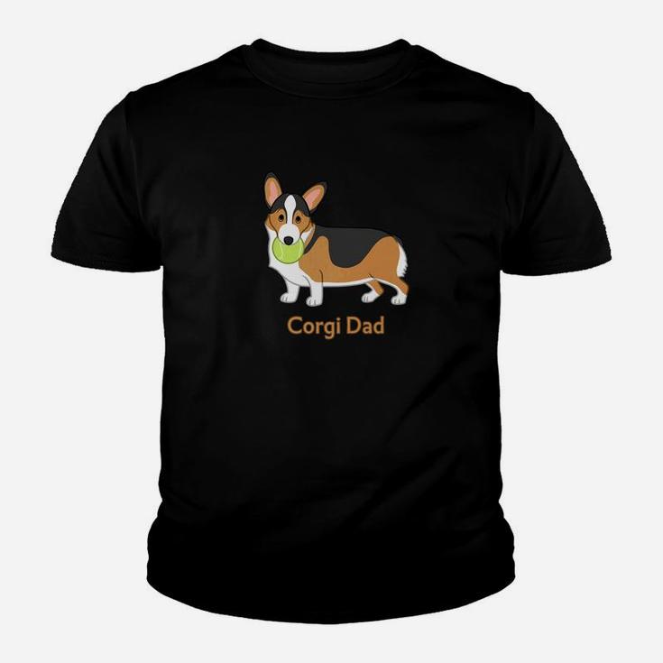 Cute Black Tan Pembroke Welsh Corgi Dad Dog Lover Kid T-Shirt