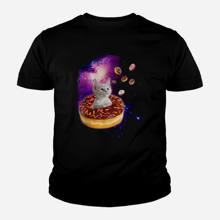 Cute Cat Inside Donut In Space Boys Girl -kitty In Space Kid T-Shirt