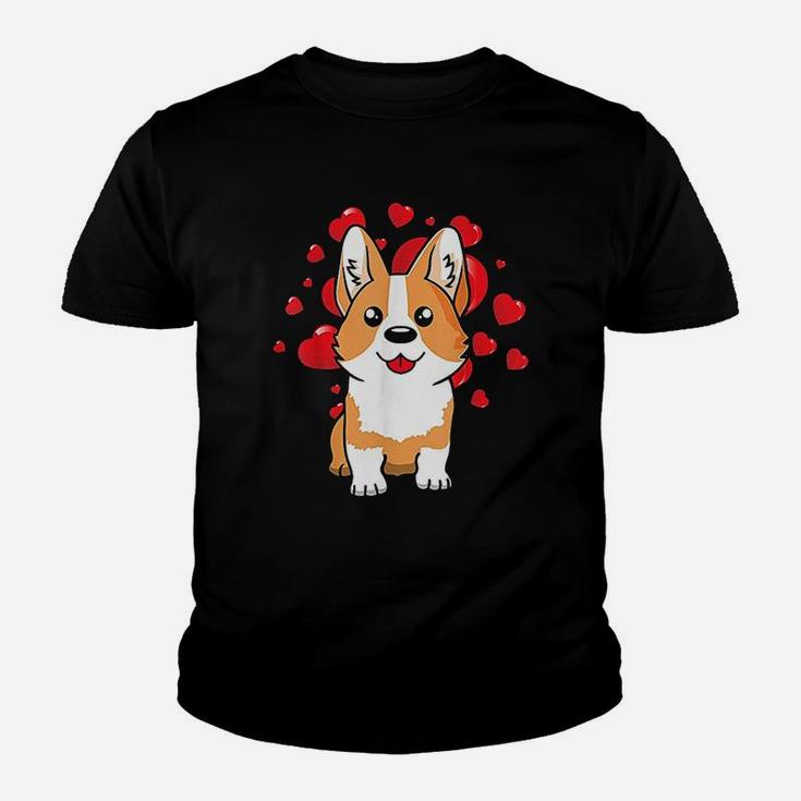 Cute Corgi Dog Valentines Day Love Heart Kid T-Shirt