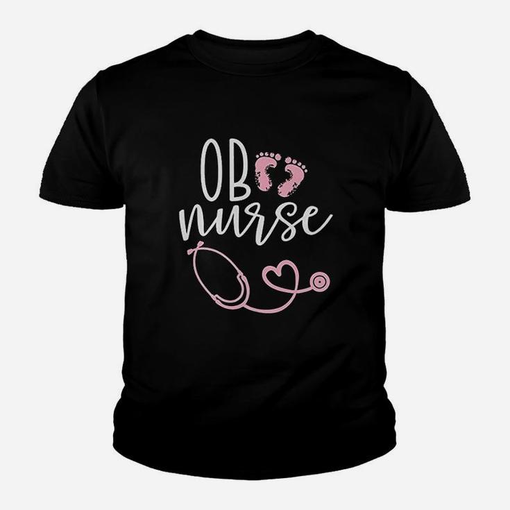 Cute Ob Nurse Baby Feet Heart Design Kid T-Shirt