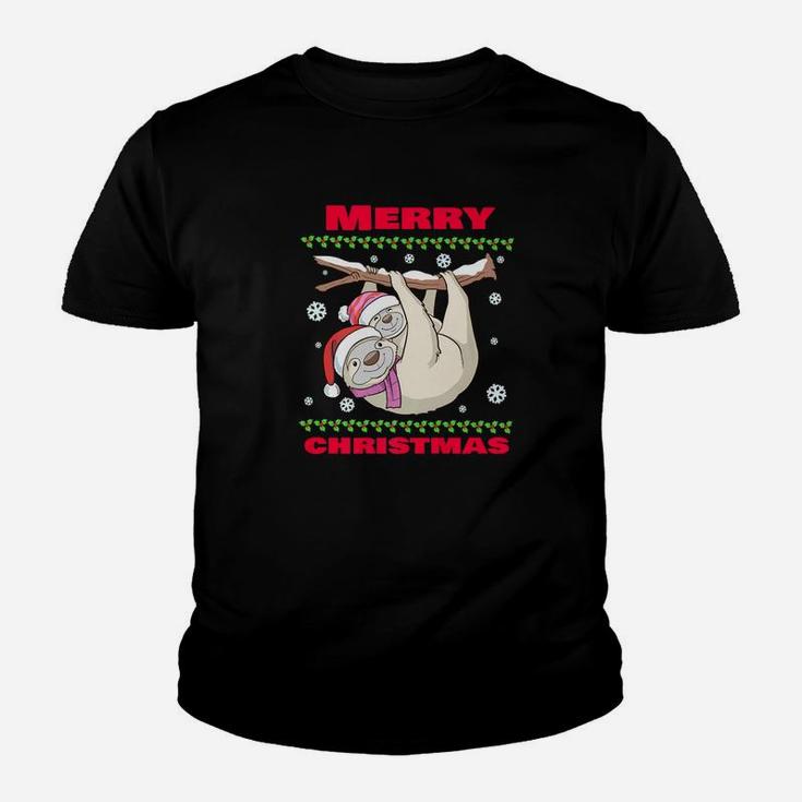 Cute Ugly Christmas Merry Christmas Santa Sloth Kid T-Shirt