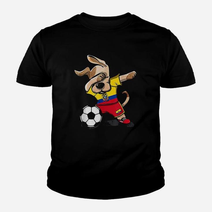 Dabbing Dog Ecuador Soccer Ecuadorean Flag Football Lovers Kid T-Shirt
