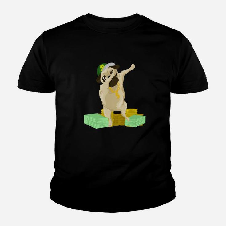 Dabbing Dollar Pug Funny Dog Lover Graphic Kid T-Shirt