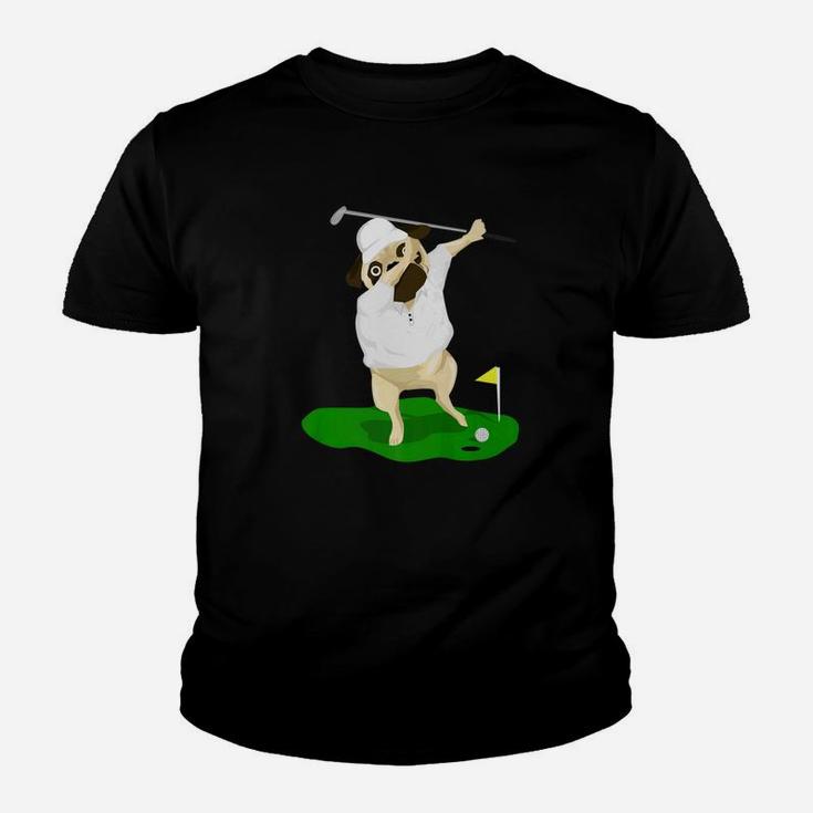 Dabbing Golfer Pug Funny Sports Golf Lover Kid T-Shirt