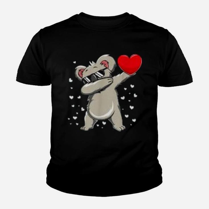 Dabbing Koala Bear Heart Valentines Day Funny Gift Kid T-Shirt