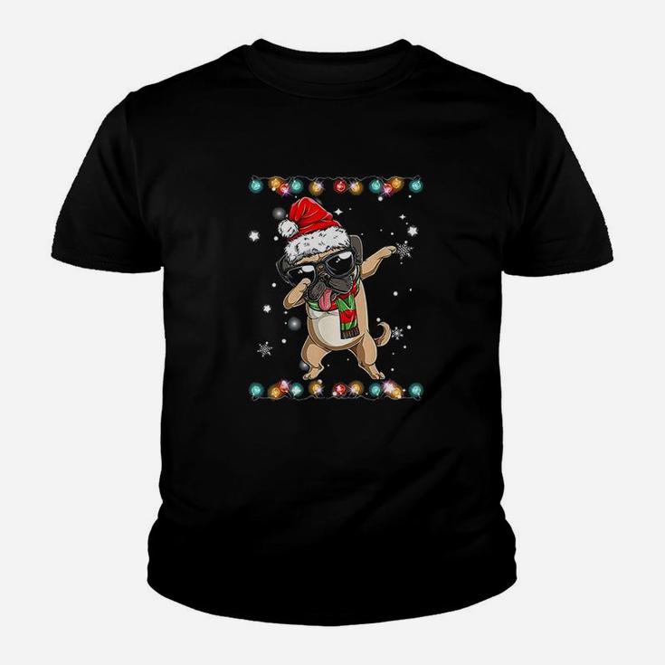 Dabbing Pug Santas Kid T-Shirt