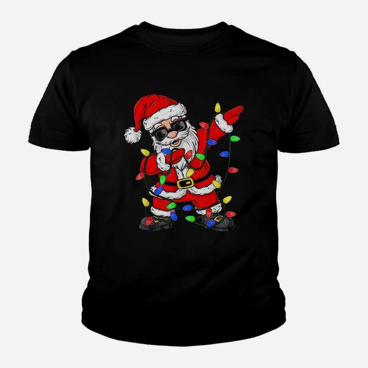 Dabbing Santa Claus Christmas Tree Lights Boys Kids Dab Xmas Kid T-Shirt