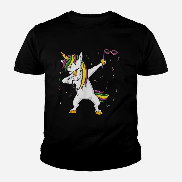 Dabbing Unicorn Mardi Gras Funny Girls Kids Dab Kid T-Shirt