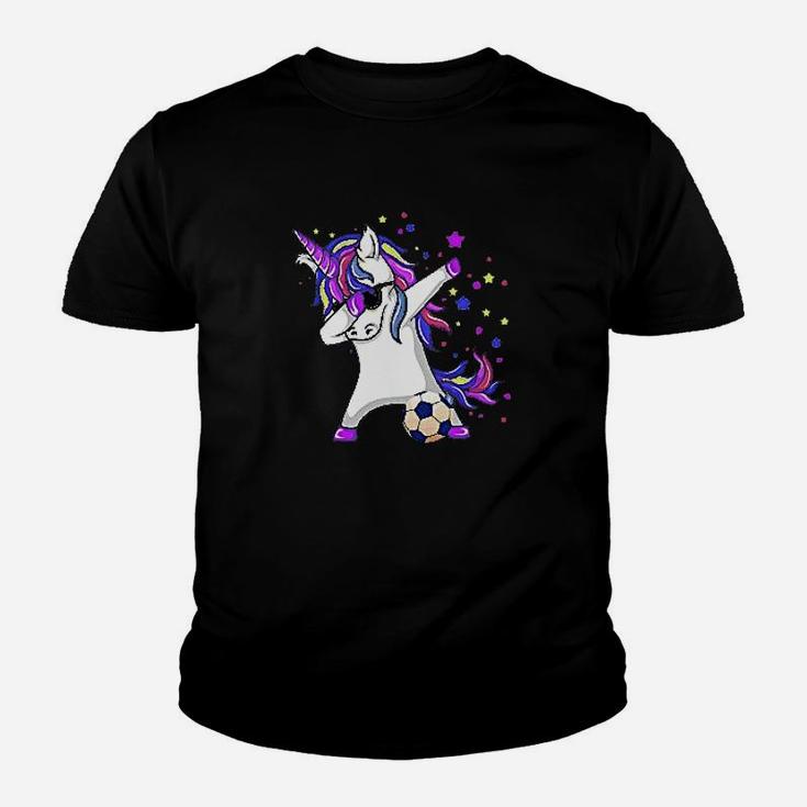 Dabbing Unicorn Soccer Funny Dab Unicorn Soccer Kid T-Shirt