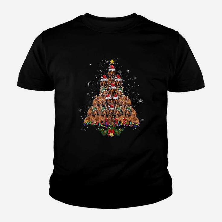 Dachshund Christmas Tree Dog Xmas Lights Pajamas Kid T-Shirt