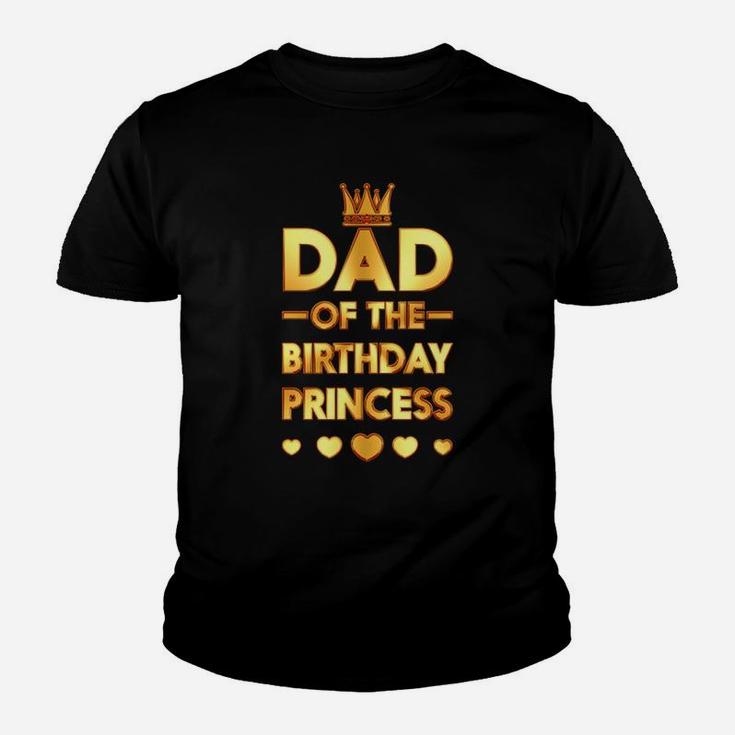 Dad Of The Birthday Princess Golden Matching Family Kid T-Shirt