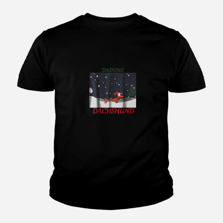 Dashing Dachshund Funny Christmas Xmas Dog Shirt Kid T-Shirt