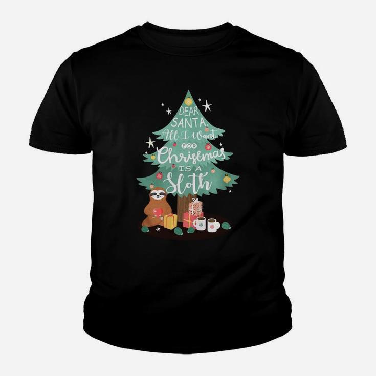 Dear Santa All I Want For Christmas Is A Sloth Kid T-Shirt