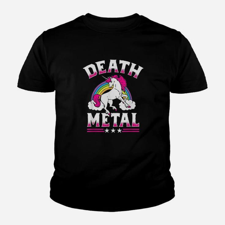Death Metal Rainbow And Unicorn Heavy Rock Music Lover Gift Kid T-Shirt