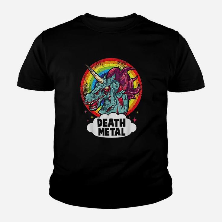 Death Metal Unicorn Rainbow Rocker Emo Zombie Kid T-Shirt