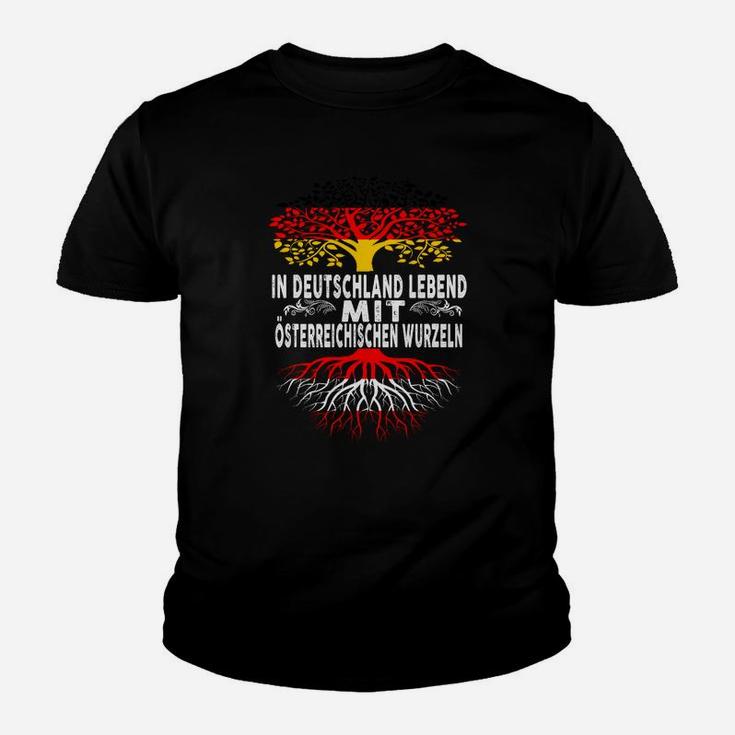 Deutsch-Österreichische Wurzeln Kinder Tshirt in Schwarz, Kulturelles Design