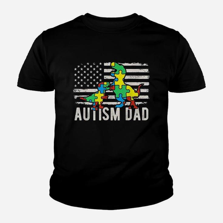 Dinosaur Dad T Rex American Flag Awareness Us Kid T-Shirt