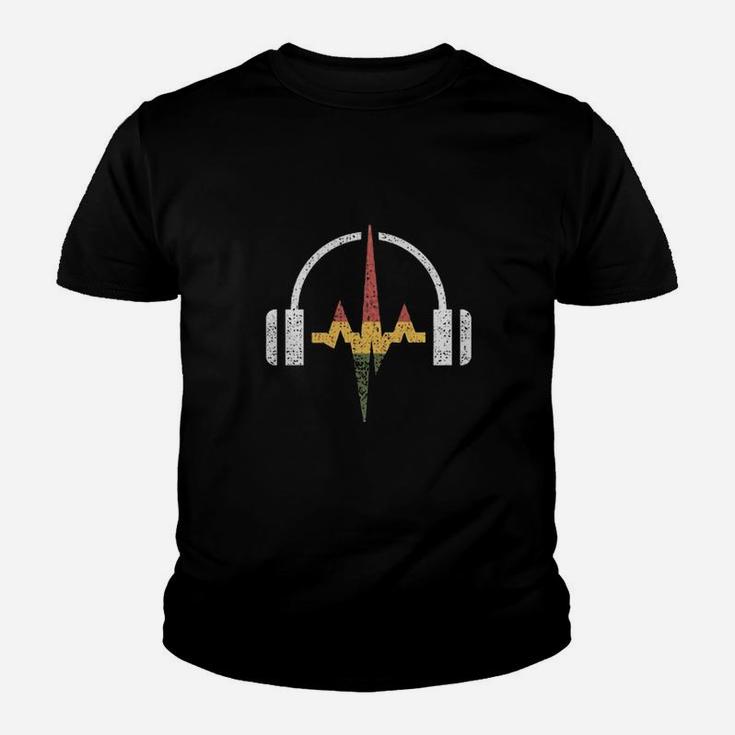 Distressed Headphones And Rasta Music Wave Kid T-Shirt