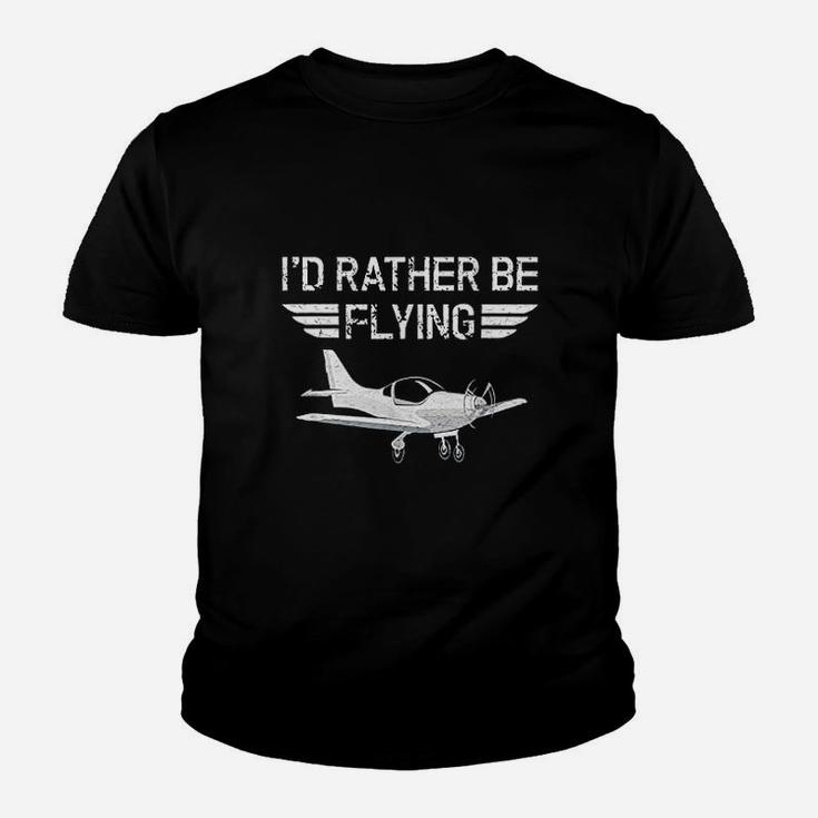 Distressed Id Rather Be Flying Funny Airplane Pilot Kid T-Shirt