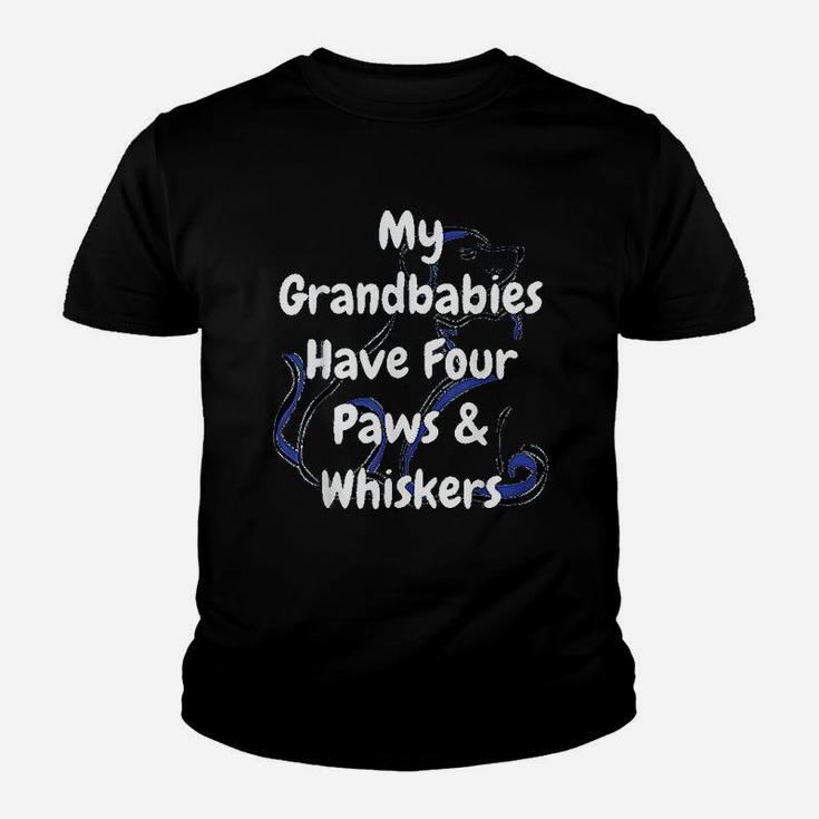 Dog And Cat Love My Grandbabies Have Four Paws And Whiskers Kid T-Shirt