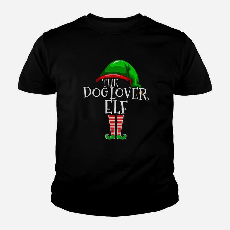 Dog Lover Elf Group Matching Family Christmas Gift Kid T-Shirt