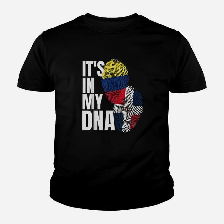 Dominican And Colombian Mix Dna Flag Heritage Gift Kid T-Shirt