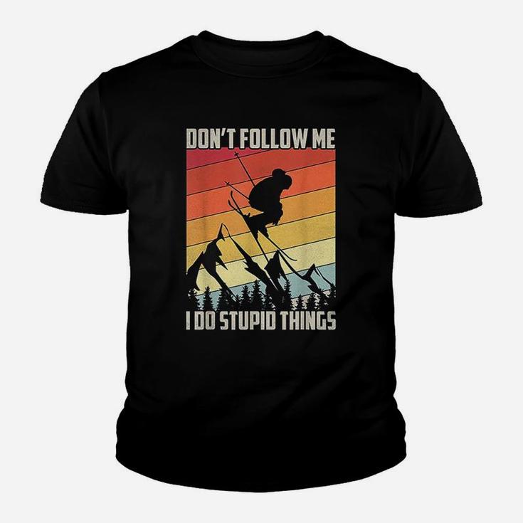 Dont Follow Me I Do Stupid Things Gift Retro Kid T-Shirt